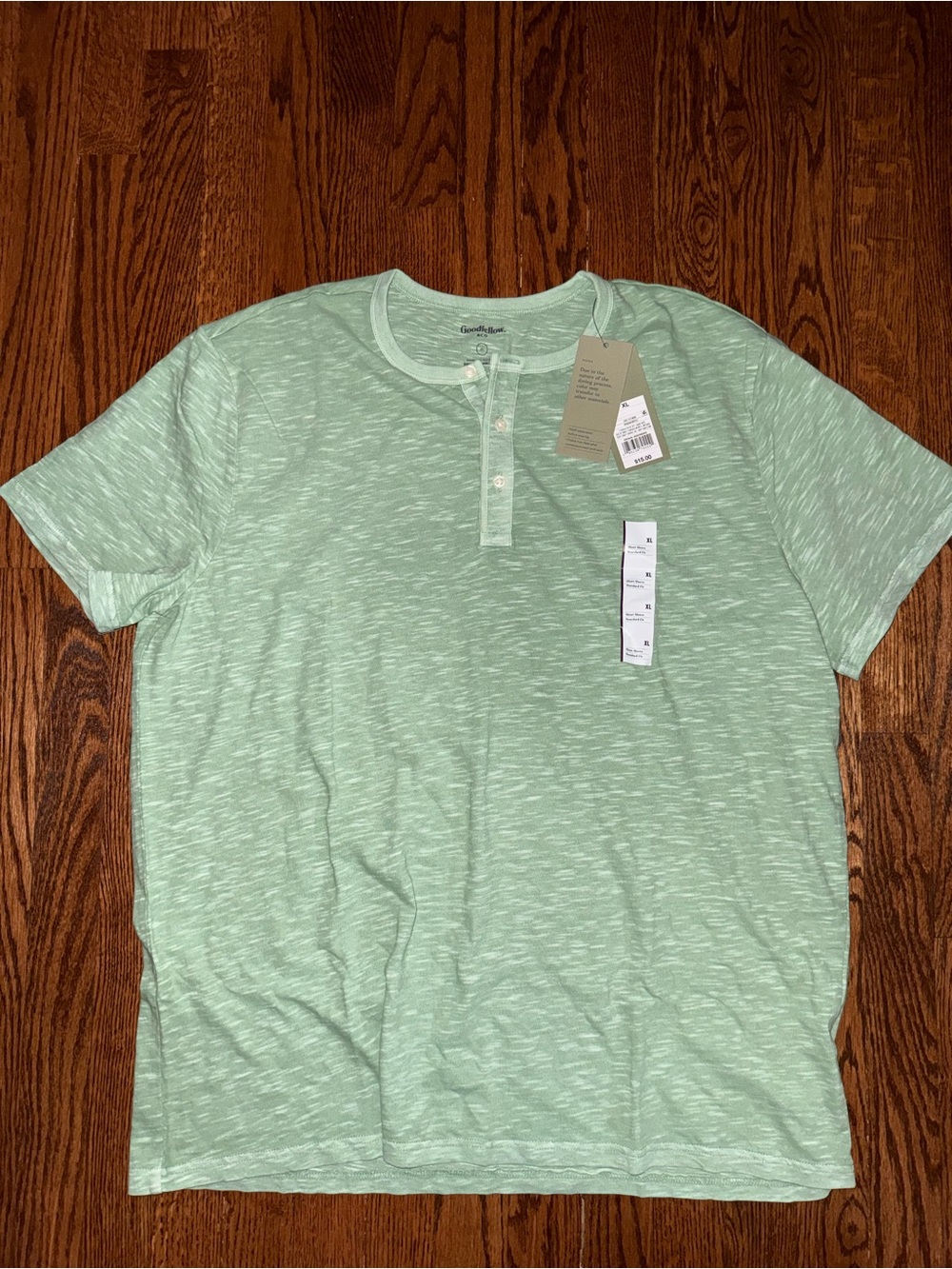 Goodfellow & Co Light Green Heather Short Sleeve Henley Tee